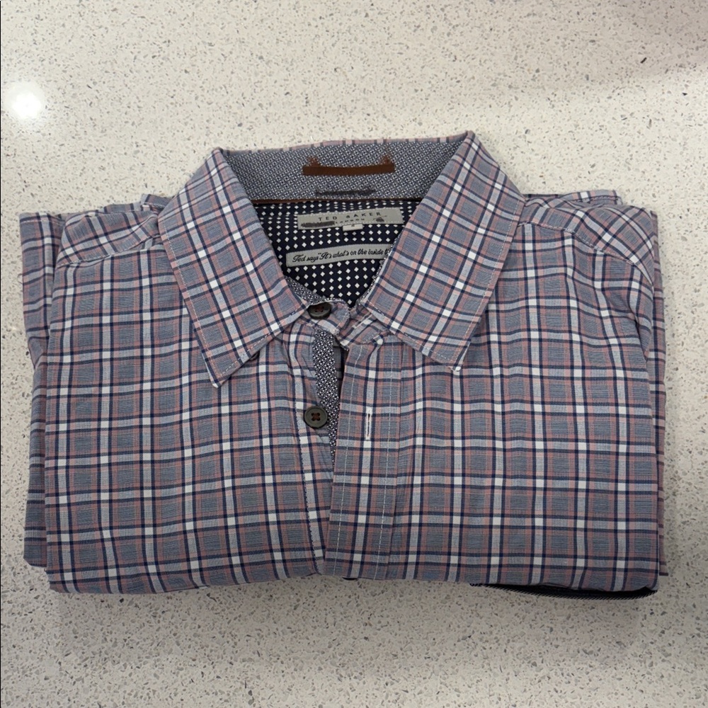 Ted Baker Blue and Red Plaid Men's Shirt